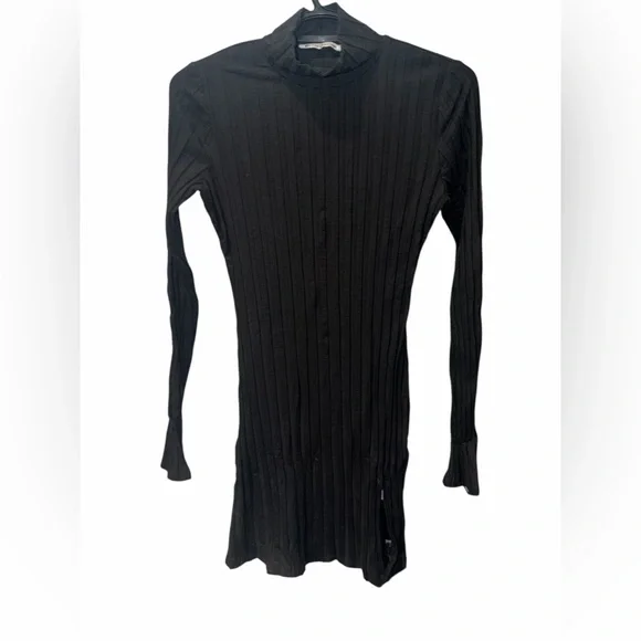 Women’s Reformation Black Ribbed Long Sleeve dress size small - Picture 1 of 3
